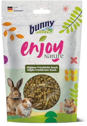 Bunny EnjoyNature Allgäuer Spuntino verde fresco | 200 g | Snack per conigli nani, porcellini d'India, cincillà & Degus | Può sostenere la cura dentale, senza zucchero, 100% naturale