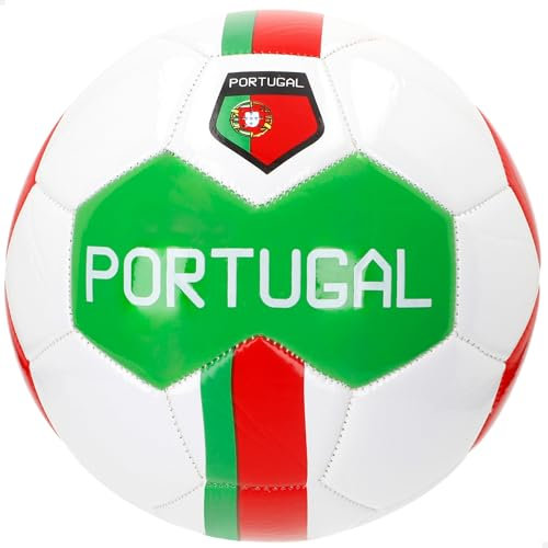 AKTIVE Ballon de Football Portugal, Taille 5, matériau PVC 2,7 mm, 410 g, Design Officiel, Couleurs Vert, Blanc et Rouge, Coutures renforcées, idéal pour l'entraînement et Les matchs (54317)