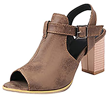 ZTFYKLIN Sandali Donna Stile Elegante 2026 Commercio Estero Con Bocca Di Pesce Grandi Romani Fibbia Tacco Da Vuoti Spedizione Entro Domani (Brown, 39) Scarpe Tacchi A Spillo Removibile Gioiello