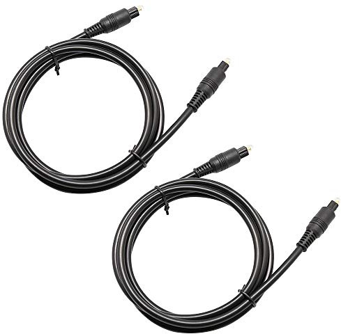DaKuan 2 Pack Digital Optical Audio Cable - 6 Feet, Home Theater Fiber Optic Toslink Male to Male Gold Plated Optical Cables (1.8 Meters) for Home Theater, Sound Bar, TV, PS4, Xbox