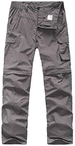 linlon Kids' Cargo Pants, Boy's Casual Outdoor Quick Dry Waterproof Hiking Climbing Convertible Trousers #9016-Grey-S Gray