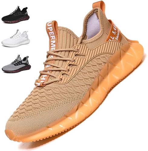 Turnschuhe Herren Damen Sportschuhe Laufschuhe Atmungsaktiv Leichtewichts rutschfeste Gym Fitness Schuhe Fashion Luftpolster Sneaker G156 Golden 41