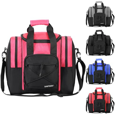DAFISKY Sac fourre-tout pour boule de bowling - Sac avec support rembourré, 2 poches pour chaussures de bowling jusqu'à la taille 42 et accessoires (rose)