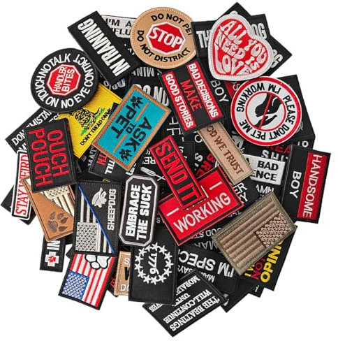 ZESION Verschieden taktische Moralaufnäher, Aufnäher mit Stickerei, Haken und Ösen für Kappen, Rucksäcke, Bekleidung, Westen, Militäruniformen, taktische Ausrüstung usw., 20 Stück