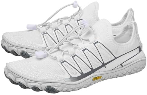 Strandschuhe Damen | Atmungsaktive Flexible Gummisohle Wasserschuhe | Schnell Trocknend Unisex Schwimmbedarf Rutschfeste Barfußschuhe für Radfahren Kajak Wasserski Joggen Weiß