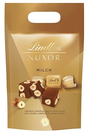 Lindt NUXOR Beutel Milch XXL | 700g Beutel | Cremige Gianduja Schokolade (Vollmilch und Feinherb) mit ganzen, gerösteten Haselnüssen | Pralinen Geschenk | Schokoladengeschenk