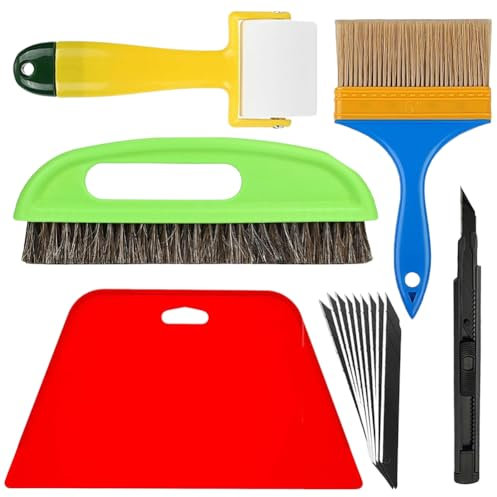 6-teilig Tapezierwerkzeug,Tapete Glätten Werkzeug,Tapezierwerkzeug,mit Tapezierbürste,Rakel Tapezieren, Rollen,Tapetenkleister Tapezierwerkzeug,Tapetenablöser,Tapezierwerkzeug für Tapeten Vinylfliese