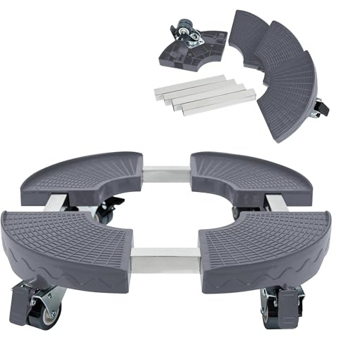 PEILU Växtroller utomhus, Ø 39–52 cm, växtunderlägg med 360° roterbara hjul, blommor, rullbräda, upp till 300 kg, kärlrulle för parasollställ, sophink, regntunna, växtkruka (grå)