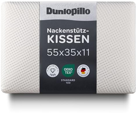 Dunlopillo Cuscino cervicale – Cuscino ortopedico di alta qualità con imbottitura in memory foam, perfetto cuscino ergonomico per dolori al collo, 55 x 35 x 11 cm