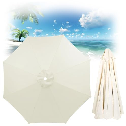 Sonnenschirm Ersatzbezug, Ersatzbezug Für Sonnenschirm Mit 6/8 Streben, 2 M/2,7 M/300 Cm, Ersatzdach Für Schirm, Ersatztuch Für Sonnenschirm, UV 50+ Bezug Für Gartenschirm(Beige,6 ribs-2.7m(8.8ft))