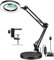 KLGFI Lupe mit Licht und StäNder, 10X Lupenleuchte, 2-in-1 LED Lupenlampe mit 3 Farbmodi 10 Helligkeitsstufen, Tischlupe Hände Frei für Handwerk Hobby Malerei Schließen Arbeit (Schwarz, Mit Sockel)
