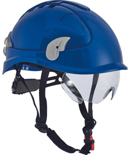 ALPINWORKER Arbeitshelm BHP mit Brille - Schutzhelm, Höhe blau, Polycarbonat, bis -30°C, EN 397
