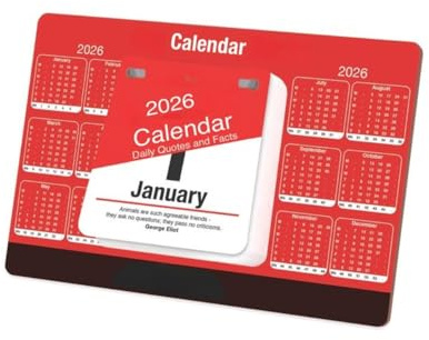 eMKay® 2026 Daily Tear-Off Desk Calendar – Compact Freestanding Day-to-View Desktop Organiser with Inspirational Quotes & Fun Facts – Ideal for Home or Office