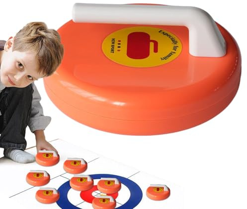 Generisch Tragbares Indoor Curling,Tragbare Spiele Für Den Schreibtisch - Gesellschaftsspiel Für Kinder Familie Feier Partys Garten Ferien Schule Kneipe Studentenwohnheim