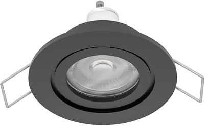 Eglo Barranco - Faretto LED da incasso, soffitto in plastica colore nero, lampada bagno con luce bianca neutra, lampadina GU10, IP44