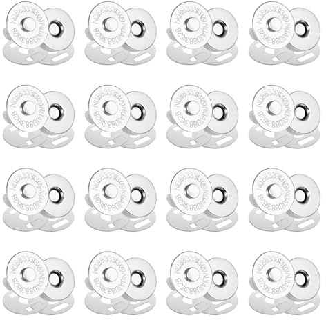 Thinp 16 stycken magnetknappar, 14 mm magnetiska knappar, silvertryckknappar, magnetisk väska, magnetisk stängning, sömnad, handarbete för plånbok, handväskor, rockar, windbreaker ryggsäck, jackor