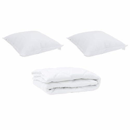 Gecheer Piumone 3 pezzi Bianco Microfibra, Trapuntatura a Scatola, Microfibra, Tutte le Stagioni, Per Camere da Letto