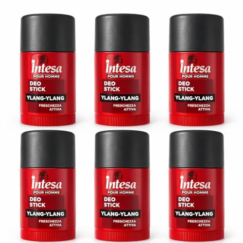 Deo Stick Pour Homme Ylang-Ylang Multipack 6 Pezzi da 75ml– Deodorante Uomo Freschezza Attiva, Protezione Anti-Odore Lunga Durata, Formula Delicata per Uso Quotidiano, Palestra e Viaggio