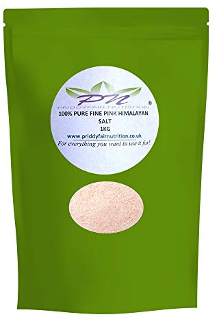 Fine Pink Himalayan Salt, Finest 100% Pure, Premium Quality 1kg Natural and unrefined by Priddyfair Nutrition