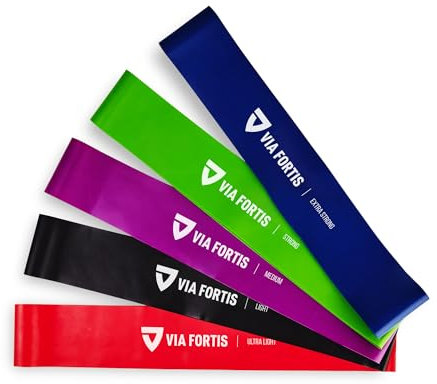 Fitnessbänder Set - 5er Set Trainingsbänder inkl. deutscher Anleitung und Tragebeutel - 5x Fitnessband, Gymnastikband, Gummiband, Widerstandsband, Resistance Bands