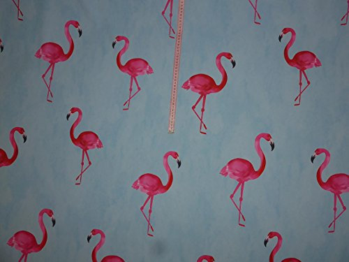 Dekostoff Flamingo pink Gardinen Vorhangstoff blau meliert