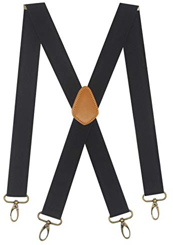 Doloise Men’s Heavy Duty Belt Loops X Back 1.4 Inch Suspenders with 4 Snap Hooks