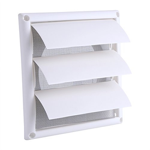 Grilles de Ventilation avec Lamelles Mobiles, Grille d'aération Carrée en Plastique Couvercle Moustiquaire Filtre à Air Vent Entrant Évacué Store Vénitien 3 Rabats pour Sèche Linge Blanche(15 * 15CM)