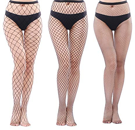 EVERSWE High Waist Fishnet Tights, Thigh High Suspender Stockings (LMS3P, LXL)