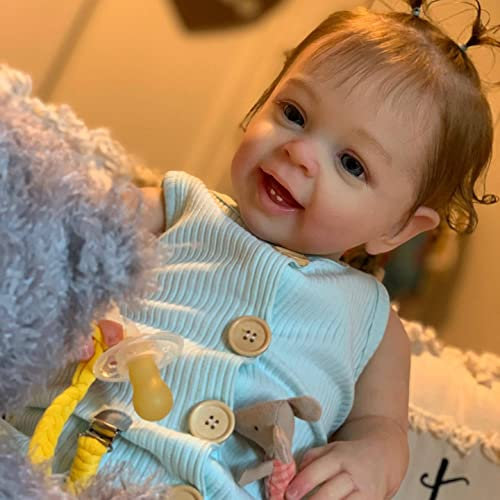 KIGKYO Reborn Baby,Reborn Puppen Lebensecht 24 Zoll Babypuppe Wie Echtes Baby Puppe Weichkörper Silikon Baby Mädchen Echt Aussehende Babypuppen Newborn PuppeAb