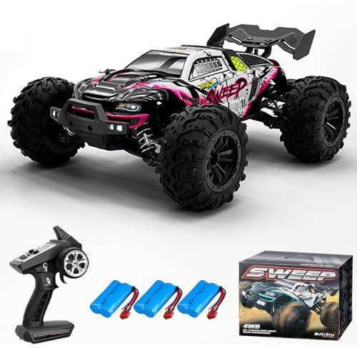 Teeggi Remote Control Cars 70km/h, Brushless Motor High Speed Offroad Drift Racing RC Car, 4WD Off Road Race Buggy for Adults, 3 Batteries 16101Pro (Red)