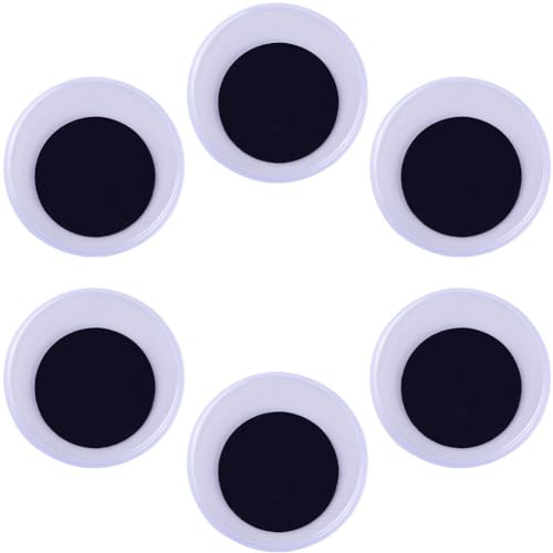 GORGECRAFT 6 Pieza 5CM Grandes Ojos Móviles Negro Blanco Redondo Plástico Autoadhesivo Ojos Saltones Pegatinas para Arte Suministros DIY Manualidades Paquete Decoración Muñeca Costura Hacer