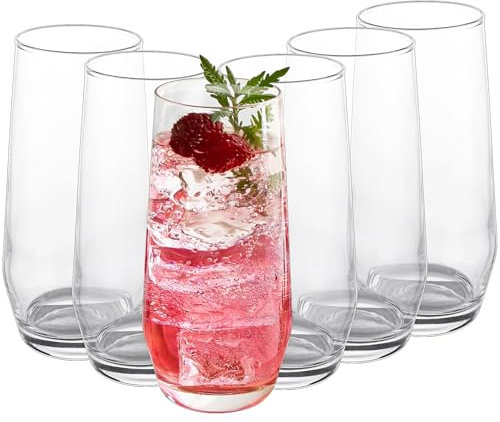 ASelected Set of 6 Highball Glasses 55Ml Premium Drinking Glass Hiballs Glasses Tumblers Set Gin Juice Cocktail Glasses for Milkshake Milk Iced Tea Soda Glasses and Dishwasher Safe