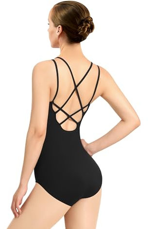 Mulnall Damen Tanz Ballett Camisole Trikot Crisscross Straps Back, Full Front-Futter(23938-06-S)