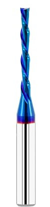 FOCSTOL Fresa a Compressione 3mm - Punta per Fresa a Spirale CNC con Taglio Verso il Basso con Rivestimento Nano Blu per Scanalare e Intagliare il Legno