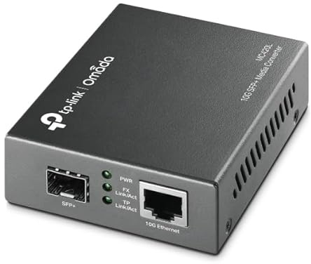 TP-Link Omada 10G Multi-Gigabit SFP Media Converter, 1G/2.5G/5G/10Gbps RJ45 Port, Hot-Swappable SFP+ Slot, IEEE 802.3an/ae/aq, LED Indicators, Plug & Play Fiber Optics Extension