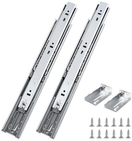 Probrico 10 Pairs 22 Inch Rear/Side Mount Drawer Slides with Rear Mounting Brackets, Heavy Duty Ball Bearing Soft Close Drawer Glides, 3 Folds Full Extension Dresser Drawer Runners