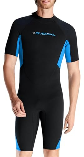 Combinaison shorty thermique en néoprène pour homme - 1,5 mm - Néoprène - Eau froide - Plongée - Surf - Natation - Fermeture éclair dans le dos - Canoë - Combinaison de plongée
