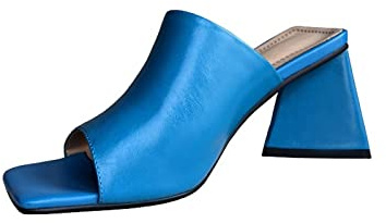 Pantofole da Donna Pantofole da Donna Tacco Quadrato Spesso Décolleté da Donna con Punta Aperta Sandali con Punta Aperta Décolleté alla in Pelle di Vacchetta Pantofole Casual