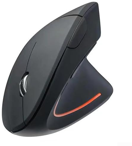 Mouse verticale wireless, ergonomico e silenzioso, con luce LED, per PC, laptop, computer, sensore ottico (nero)