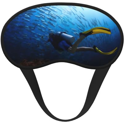 Schlafmaske mit Tauchsport-Druck, 100 % Blocklicht, Augenmaske, Augenmasken mit verstellbarem Riemen