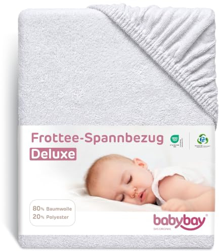 lenzuolo con angoli babybay in spugna adatto per i modelli Maxi, Midi, Boxspring, Comfort e Comfort Plus, bianco, 89 x 50 cm (1 confezione)