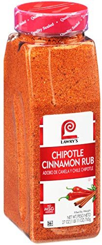 Lawry's Chipotle Cinnamon Rub, 27 oz - One 27 Ounce Container of Chipotle Cinnamon Rub Made of Chipotle Chili Pepper, Cinnamon, and Paprika Perfect for Burgers, Pork, Chicken, and Vegetables