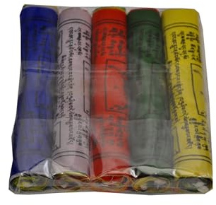 Dharma Store – 50 Banderas de oración tibetanas, banderas de plegaria budista, para aumentar la fortuna, la felicidad, la longevidad y la prosperidad, 6.5 Inch