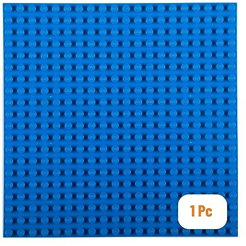 Strictly Briks Premium Blue Stackable Base Plate - 16.25 x 13.75 Baseplate - Compatible with All Major Large Size Brands- Large Pegs Only