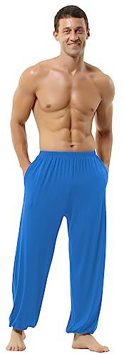 HOEREV Supermjuka Modal Spandex Haremsbyxor För Yoga Och Pilates,Sjöblått,S
