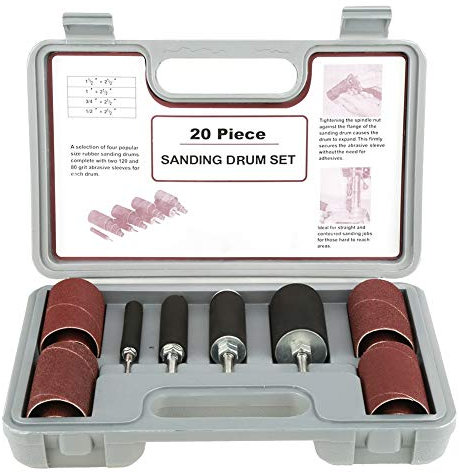 DEWIN Spindelschleifer, Bohrerschleifmaschine Schleifwalzen Spindelschleiftrommelschleifer Werkzeugsatz mit Gehäuse für Bohrmaschine 20 Stuck