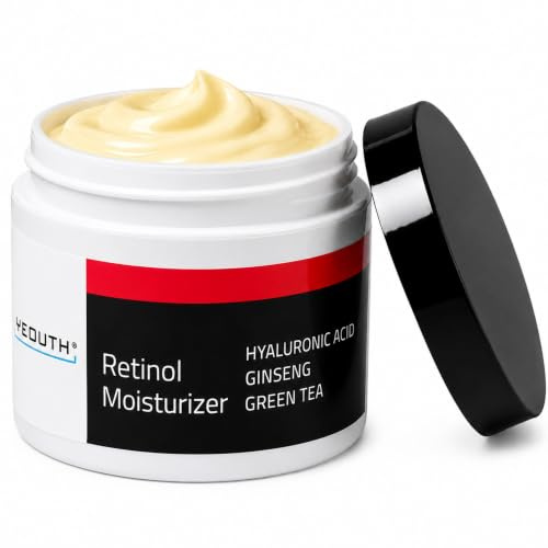 YEOUTH Retinolkräm med Hyaluronsyra, Retinol Fuktkräm för Ansikte, Nattkräm Fuktgivande för Ett Slätare Utseende, Anti-Åldrande Retinol Grädde, Ljusgörande Kräm 118 ml
