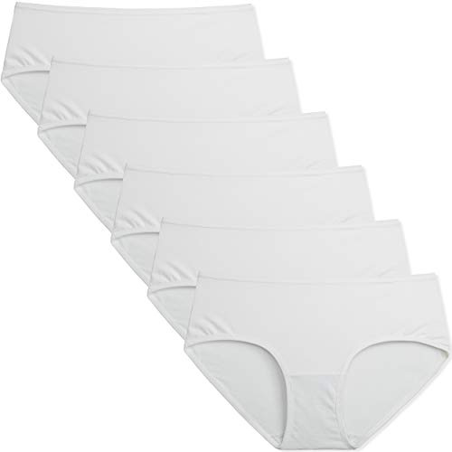INNERSY Culottes Femmes Coton Slips Élastique Taille Basse sous-vêtement Été Blanc Lot de 6 (Medium, Blanc)