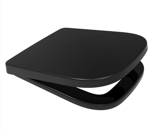 V20 Square Shape Soft Close Toilet Seat Quick Release Top or Bottom Fix 356 x 434 (Black)
