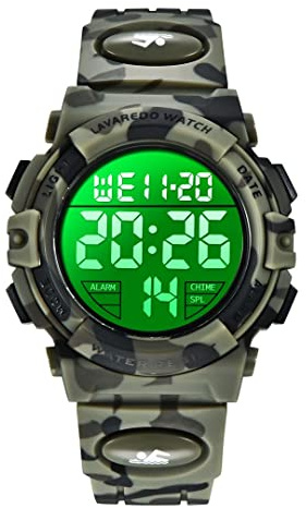 aswan watch Orologio Digitale Bambino con Sveglia, Cronometro, Data, Luce LED-Orologio da polso Ragazzo con Cinturino in Silicone-Blu,S/M